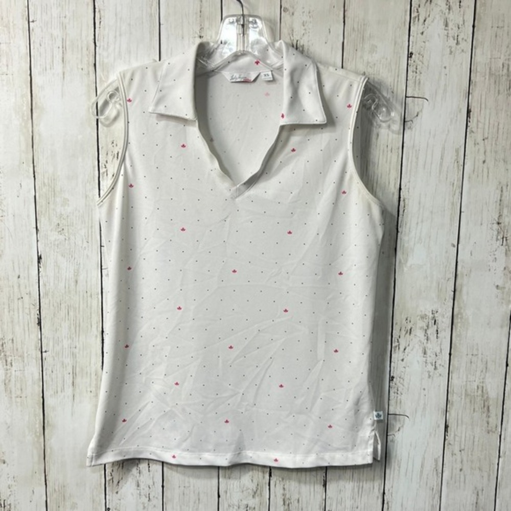 Lady Hagen Essentials Women's Sleeveless Golf Polo White Pink Dot Size XS